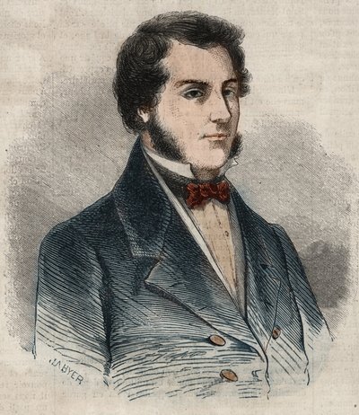 Portrett av Sir James Brooke, kjent som Rajah of Sarawak (1803-1868) Britisk eventyrer første hvite rajah av Sarawak. Gravering i “Le Monde illustrious”” fra 1857. Privat samling. av Unknown artist