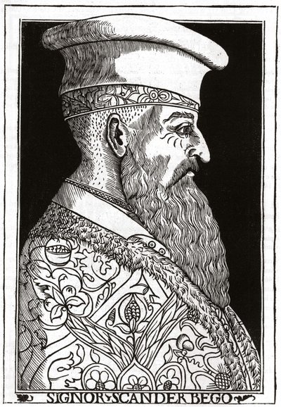 Portrett av Skanderbeg (eller Scanderbeg) (1403 - 1468), albansk krigsmann. av Unknown artist