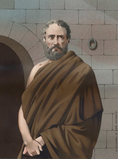 Portrett av Sokrates. Gresk filosof -470 -399 fra kjente menn og kvinner. Barcelona 1877. av Unknown artist