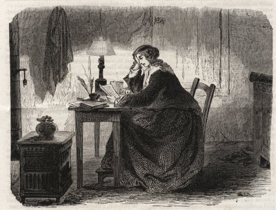 Portrett av Sophie Germain (1776-1831) Fransk matematiker (Portrett av Marie-Sophie Germain fransk matematiker, fysiker og filosof) - gravering 1860 - av Unknown artist