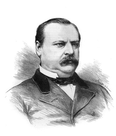 Portrait of Stephen Grover Cleveland (1837-1908) designed for the presidency of the American republic by the delegates of the states. Engraving in “” Le Monde Illustré”” av Unknown artist