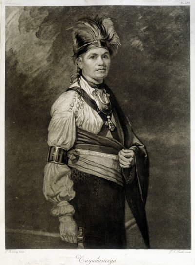 Portrett av Tayadaneega (eller Thayendanega), leder av Mohawk-stammen (nordamerikansk indianergruppe, medlem av Iroquois Federation). av Unknown artist
