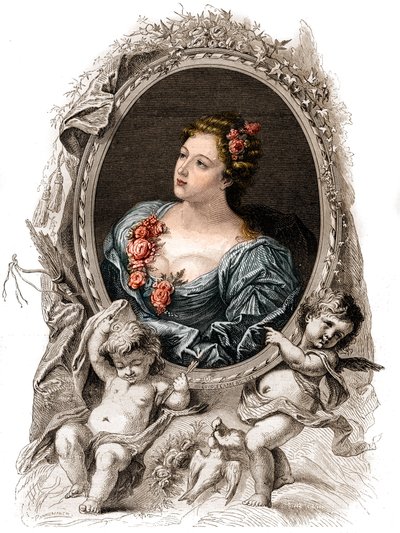 Portrett av Theophano eller Theophanie (Theophanu eller Theophania) Bysantinsk Imperatrice fra 1000-tallet. Gravering fra 1800-tallet. av Unknown artist