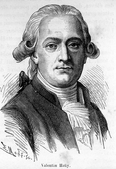 Portrett av Valentin Hauy, en fransk pedagog (1745-1822), han viet seg til utdanning av blinde. av Unknown artist