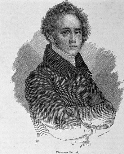 Portrett av Vincenzo Bellini (1801 - 1835), italiensk komponist. av Unknown artist