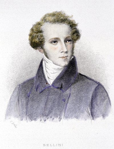 Portrett av Vincenzo Bellini, italiensk komponist (1801-1835) - gravering av Unknown artist