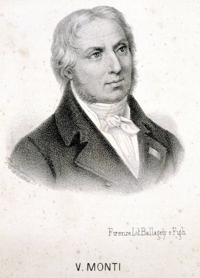 Portrett av Vincenzo Monti (1754 - 1828), italiensk poet, gravering fra 1800-tallet. av Unknown artist