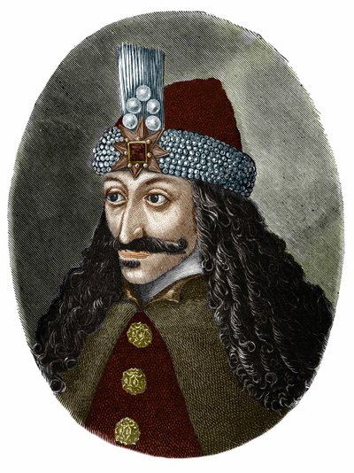 Portrait of Vlad Tepes III the impaler or Dracula (1431-1476) who inspired Bram Stoker the character of Dracula, a novel written in 1897. av Unknown artist