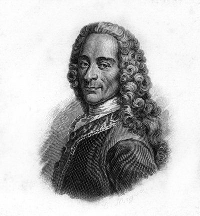 Portrett av Voltaire, gravering fra 1800-tallet av Unknown artist