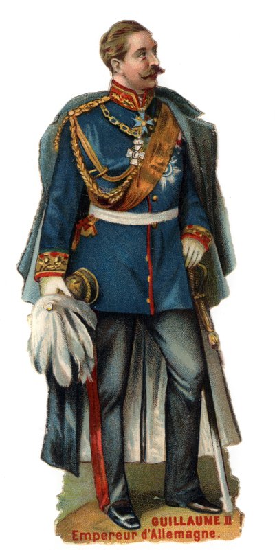 Portrett av Vilhelm II, keiser av Tyskland (1859-1941). Sen kromolitografi på 1800-tallet. Privat samling av Unknown artist