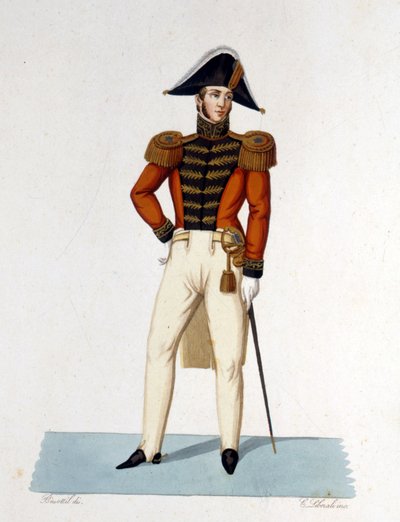 Portrett av en æresridder av Kapp og sverdet til den pavelige Armee. Gravering av 1800-tallet. av Unknown artist