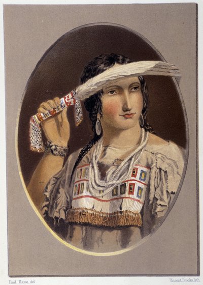 Portrett av en blandet indianer - i "" Vandring av en kunstner blant indianerne i nord-Amerika"" av Paul Kane, Longmans & Roberts, London av Unknown artist