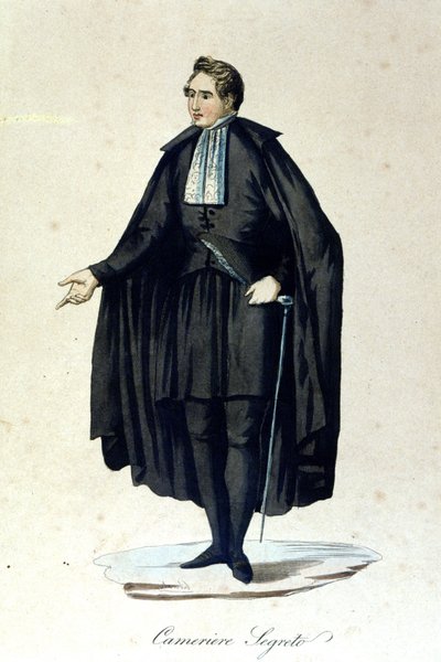 Portrett av et hemmelig kamera fra Vatikanstaten. 1800-talls gravering. av Unknown artist