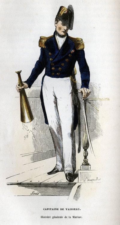 Portrett av en skipskaptein. i "" Marinens generelle historie"" av Van Tenac av Unknown artist