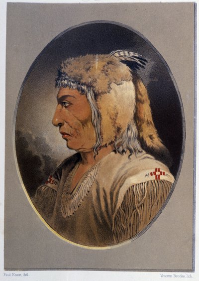 Portrait of an Indian: Man-Ce-Muckt - i "" Vandring av en kunstner blant indianerne i nord-Amerika"" av Paul Kane, Longmans & Roberts, London av Unknown artist