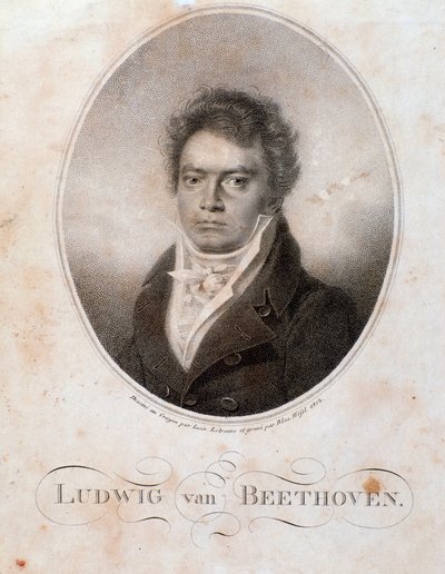 Portrett av den tyske komponisten Ludwig van Beethoven (1770-1827) Gravering. 1800-tallet. Bologna, Civic Museum of Bibliographic Music av Unknown artist