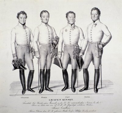 Portrett av prinser av Kinsky-familien fra Böhmen: Christian, Franz, Carl og Anton ( Litografi av Unknown artist