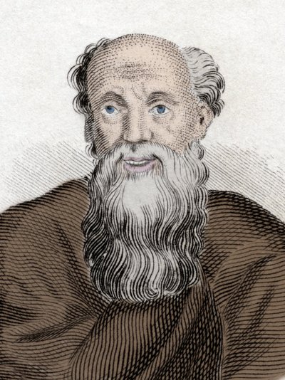 Portrett av den greske filosofen Democritus (460-370 Av JC), Democritus of Hope. Gravering av 1800-tallet. av Unknown artist
