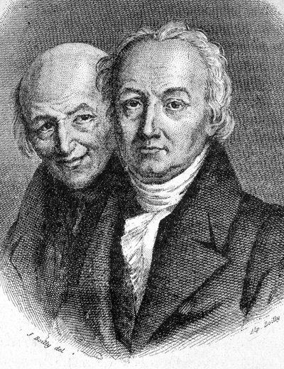 Portrett av Hauy-brødrene: Abbe Rene Just Hauy (1743 - 1822), fransk mineralog, og Valentin Hauy (1745 - 1822), fransk pedagog - i "" Les Contemporains", n.d. slutten av 1800-tallet. av Unknown artist