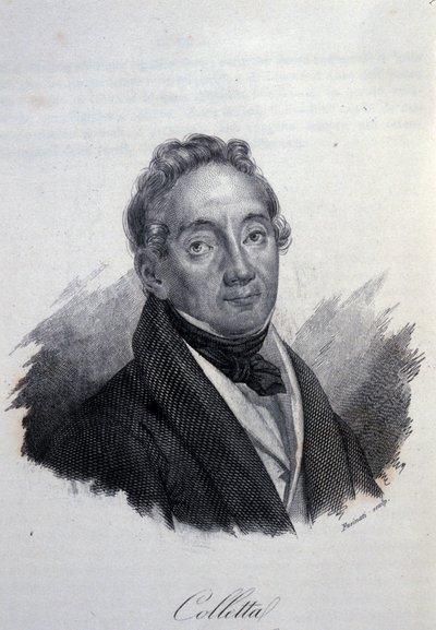 Portrett av den italienske patrioten og historikeren Pietro Colletta (1775-1831) Gravering fra 1800-tallet av Unknown artist
