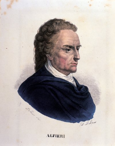Portrett av den italienske poeten og dramatikeren Vittorio Alfieri (1749-1803) Gravering fra 1800-tallet av Unknown artist