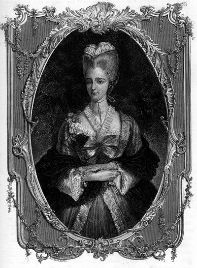 Portrett av Marquise of Boufflers Marie Francoise Catherine de Beauvau Craon (1711-1787) - Gravering av 1862 i "" The Queens of the World"" av våre første forfattere - Utgitt under ledelse av JGD Armandaud av Unknown artist