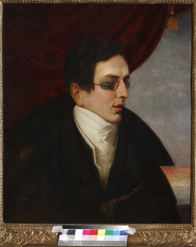Portrett av poeten Nikolai (Nikolay) Gnedich (1784-1833), Anonym. Olje på lerret, første halvdel av 1800-tallet, Statens sentrale litterære museum, Moskva av Unknown artist