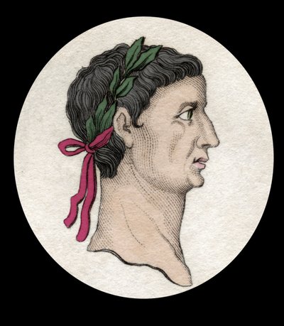 Portrett av den romerske keiseren Tibere (Tiberius Claudius Nero) (42 f.Kr.-37 e.Kr.). Gravering fra 1800-tallet. av Unknown artist