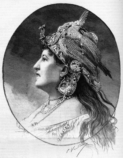 Portrait of the letter woman Judith Gauthier (1845-1917) in 1888. av Unknown artist