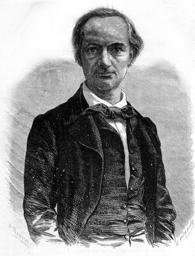 Portrett av poeten Charles Baudelaire (1821-1867) Gravering fra 1800-tallet av Unknown artist