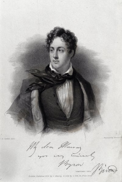 Portrett av poeten George Gordon Byron (1788-1824). av Unknown artist