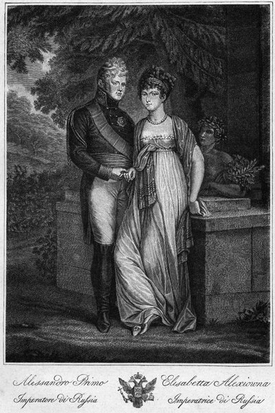 Portretter av keiser Alexander I av Russland (1777-1825), med sin kone (Elisabeth Alexeievna, født prinsesse Louise Augusta av Baden av Unknown artist