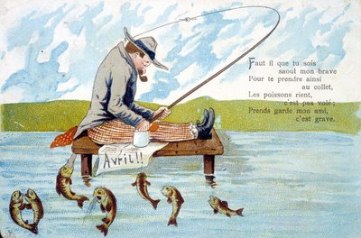 Postkort for 1. april. av Unknown artist