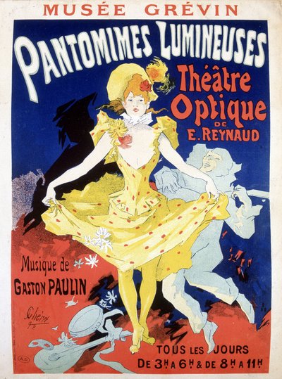 Plakat for det daglige opptoget "Pantomimes Lumineuses"" Optical Theatre of Reynaud av Unknown artist