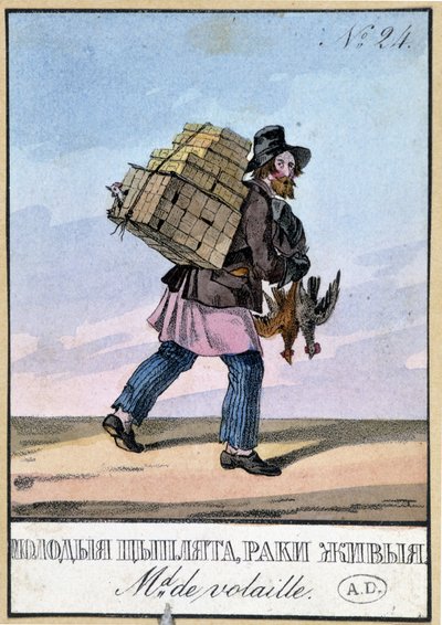 Fjærfehandler - Gravering av 1800-tallet av Unknown artist