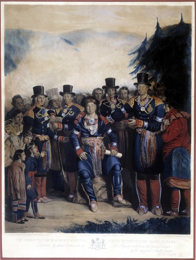Presentasjon av den nyvalgte sjefen for Huron-indianerne i Canada av Unknown artist