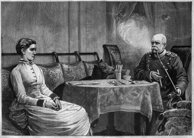 Prins Otto von Bismarck (1815-98) og hans kone, Johanna (1824-94) - gravering 1887 av Unknown artist