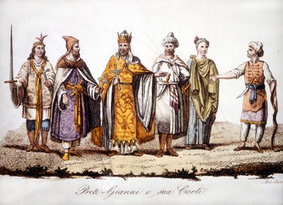 Pritre Jean og hoffet hans. Gravering sd tidlig på 1800-tallet. av Unknown artist