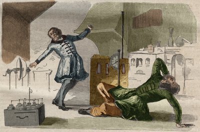 Professor Georges Guillaume (Wilhelm) Richmann (1711-1753) died in his workshop following an experiment with an electrometer av Unknown artist
