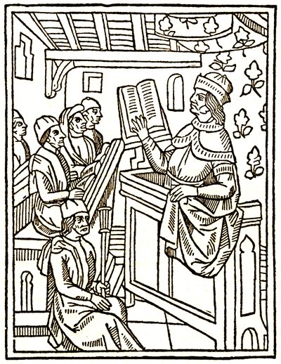 Professor underviser fra en stol av Unknown artist