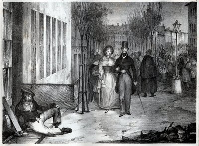 Promenade sur les boulevards i Paris på 1800-tallet - gravering av Unknown artist