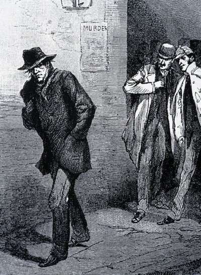 Psykoseatmosfære om natten i Londons gater (på grunn av drapene på Jack the Ripper) - sent på 1800-tallet, ca. 1888. av Unknown artist