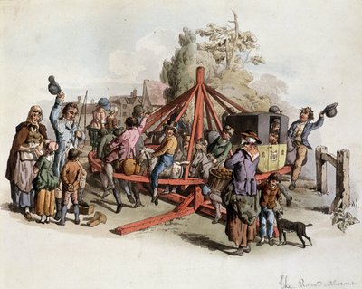 Offentlig ridning i Storbritannia - litografi, deb. 1800-tallet av Unknown artist