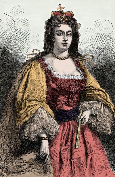 Dronning Anne - Portrett av Anne Stuart (1665-1714), dronning av England, Irland og Skottland - av Unknown artist