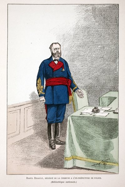 Raoul Rigault (1846-1871), delegat for kommunen til den tidligere politiprefekturen. Etsning i farger, for illustrasjon "" History of the Corps of Peacekeepers""" bok utgitt i regi av Louis Lepine (1846-1933), prefekt for politi d av Unknown artist