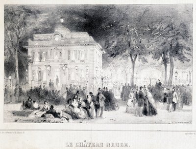 Resepsjon foran det røde slottet. av Unknown artist