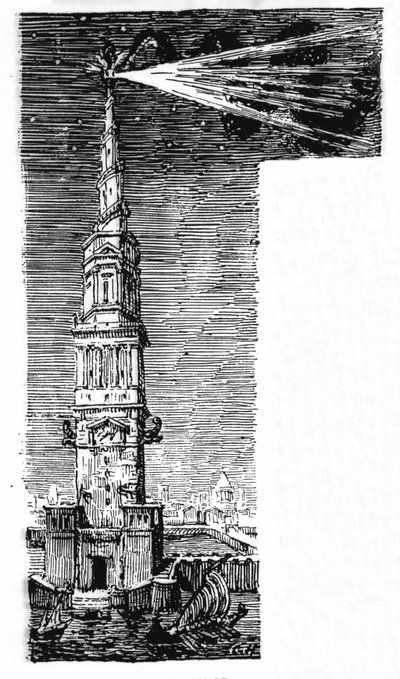 Rekonstruksjon av fyret i Alexandria etter Ebers Egypt. av Unknown artist