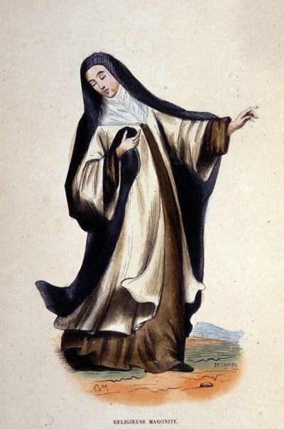 Religiøs maronitt. Gravering fra et album på religiøse ordre, Paris av Unknown artist
