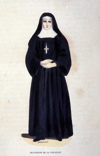 Religious of the Visitation, en orden grunnlagt av Saint François de Sales og Saint Jeanne de Chantal i 1610. Gravering fra 1800-tallet. av Unknown artist