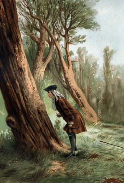René Antoine Ferchault de Réaumur (1683-1757), fransk fysiker og naturforsker, studerer caterilles moral.etter «La Ciencia y sus Hombres par Louis Figuier» Barcelona 1881 av Unknown artist